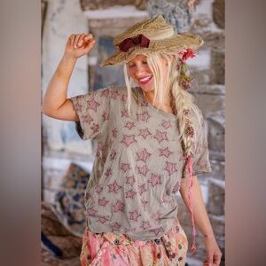 Magnolia Pearl Little Star Applique Boyfriend Cut T-Shirt